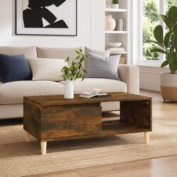 Smoked Oak Coffee Table with Storage Drawer