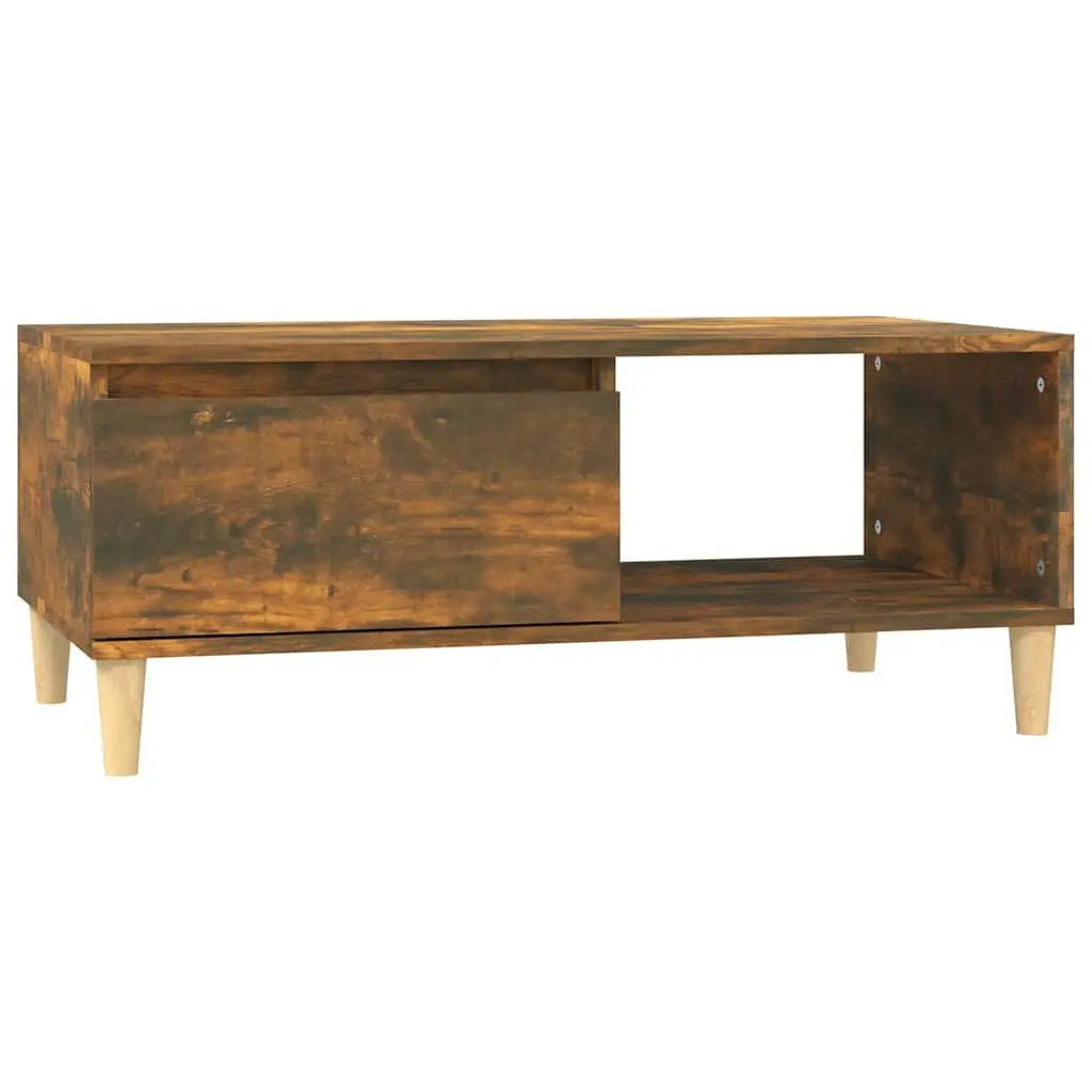 Coffee Table Smoked Oak 90x50x36.5cm Engineered Wood Storage Drawer Open Shelf
