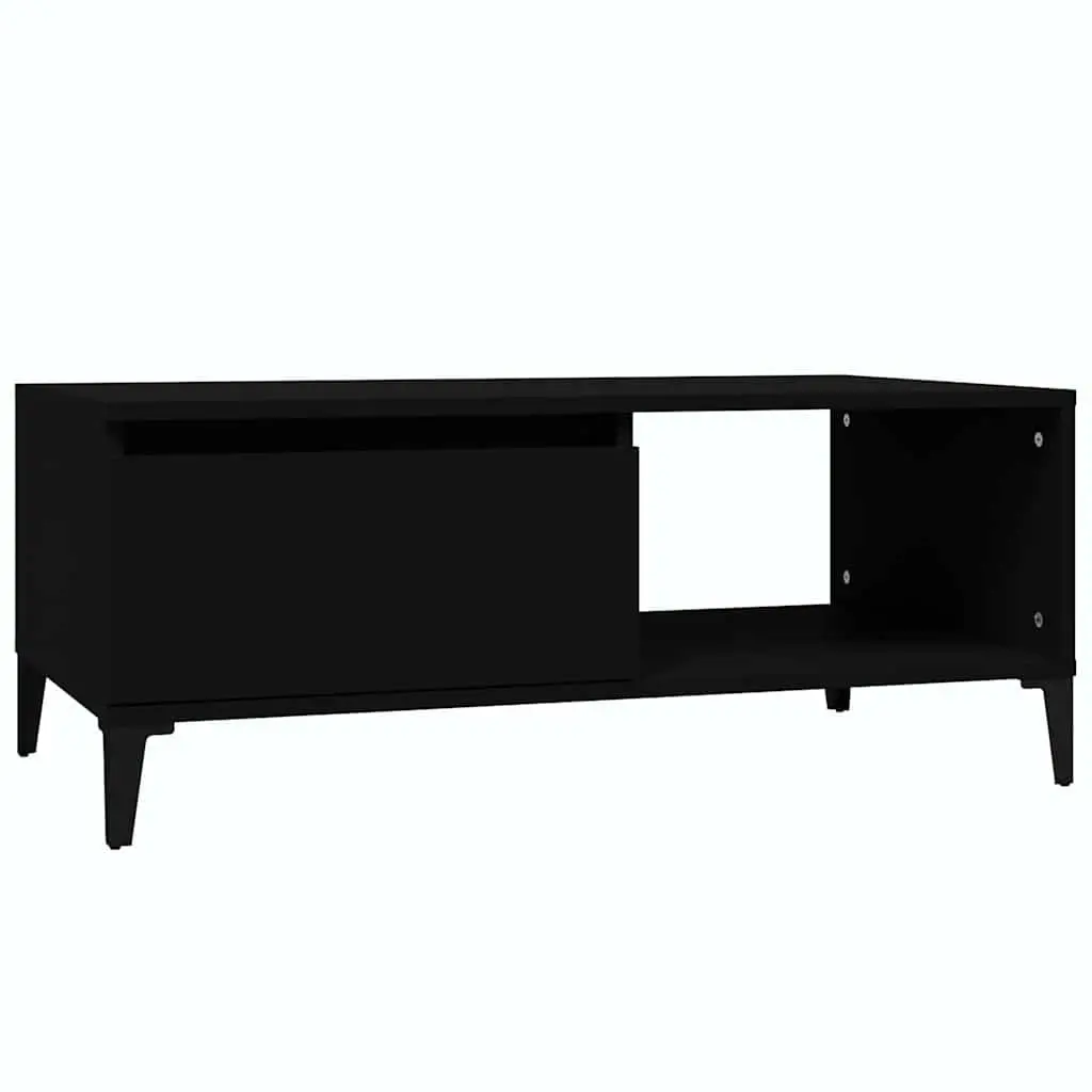 Coffee Table Black Industrial 90 x 50 x 36.5 cm Engineered Wood with Metal Feet