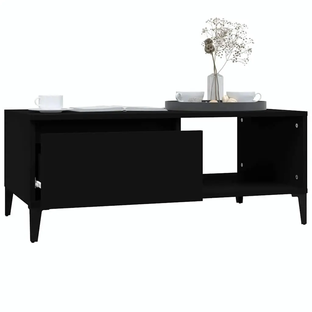 Coffee Table Black Industrial 90 x 50 x 36.5 cm Engineered Wood with Metal Feet