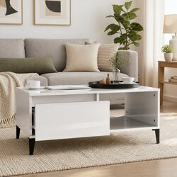 Modern White High Gloss Coffee Table with Storage