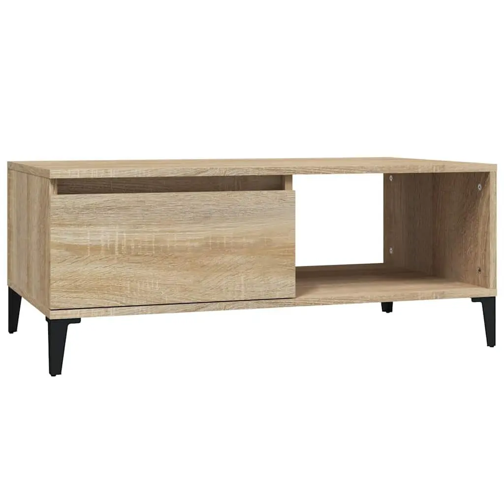 Brown Coffee Table with Storage Drawer and Open Compartment