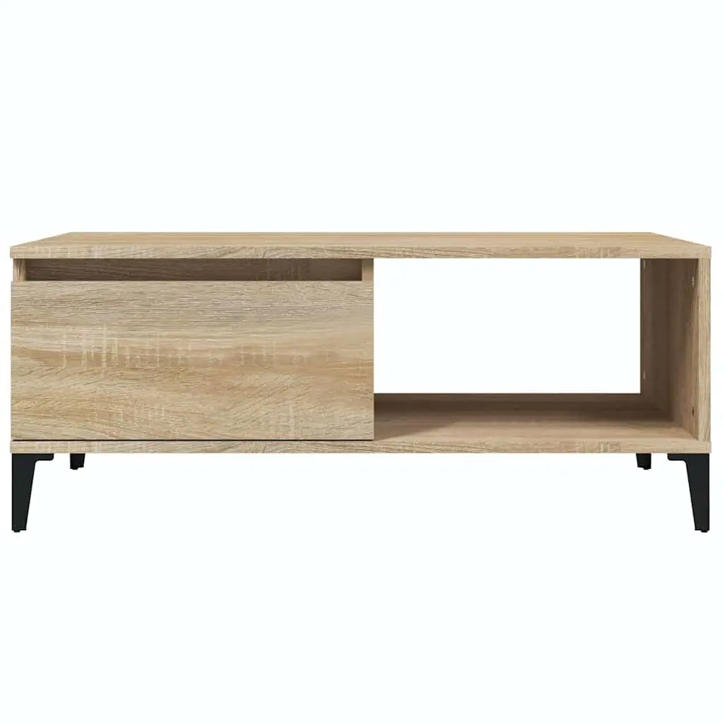 Brown Coffee Table with Storage Drawer and Open Compartment
