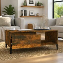 Brown Engineered Wood Coffee Table with Storage Drawer
