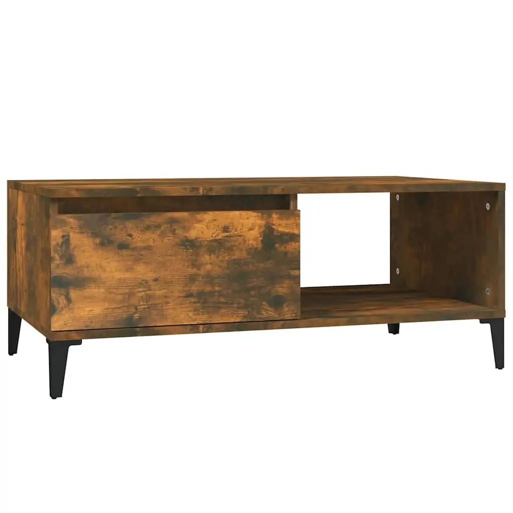 Coffee Table Industrial Style Brown Engineered Wood with Storage Drawer and Open Compartment
