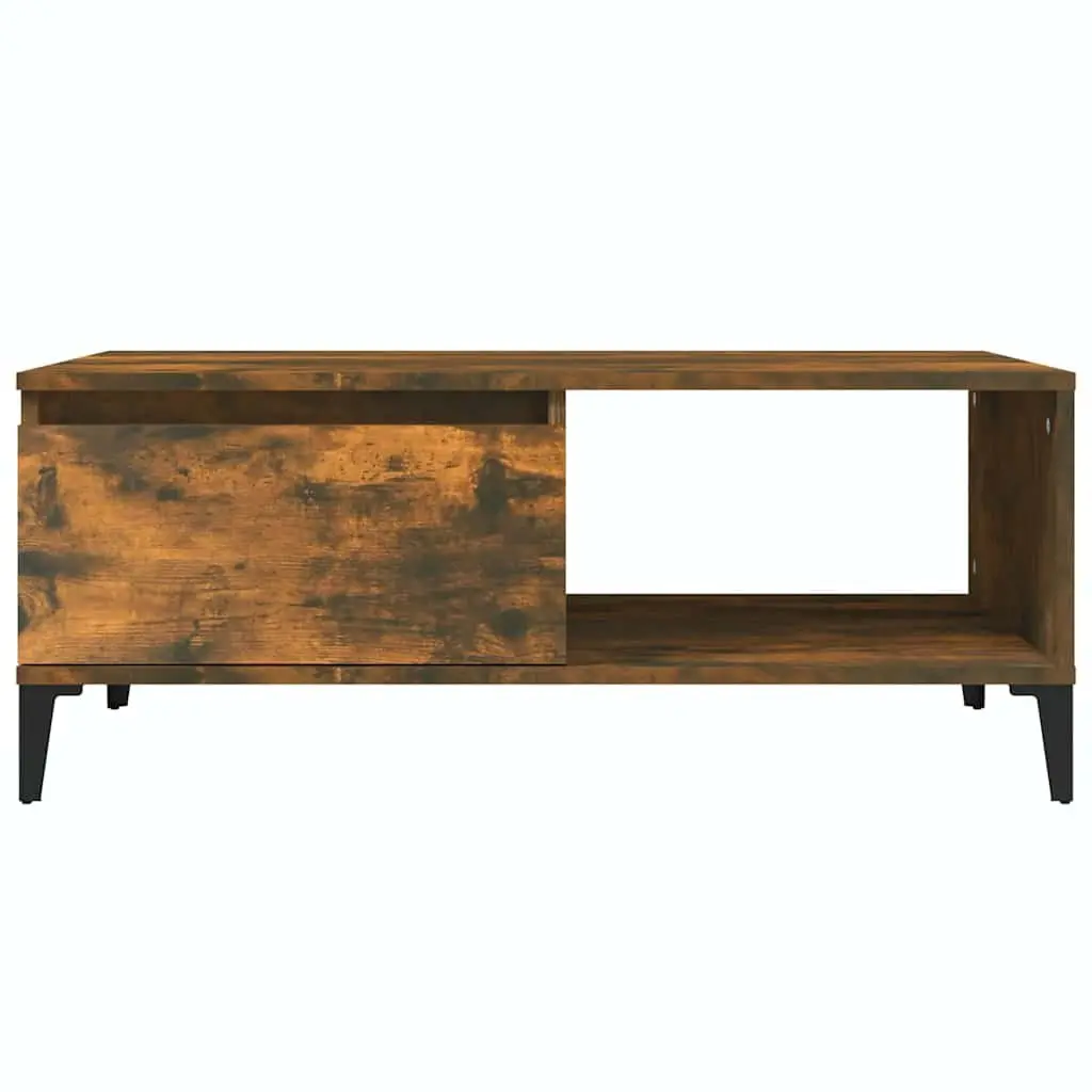 Coffee Table Industrial Style Brown Engineered Wood with Storage Drawer and Open Compartment