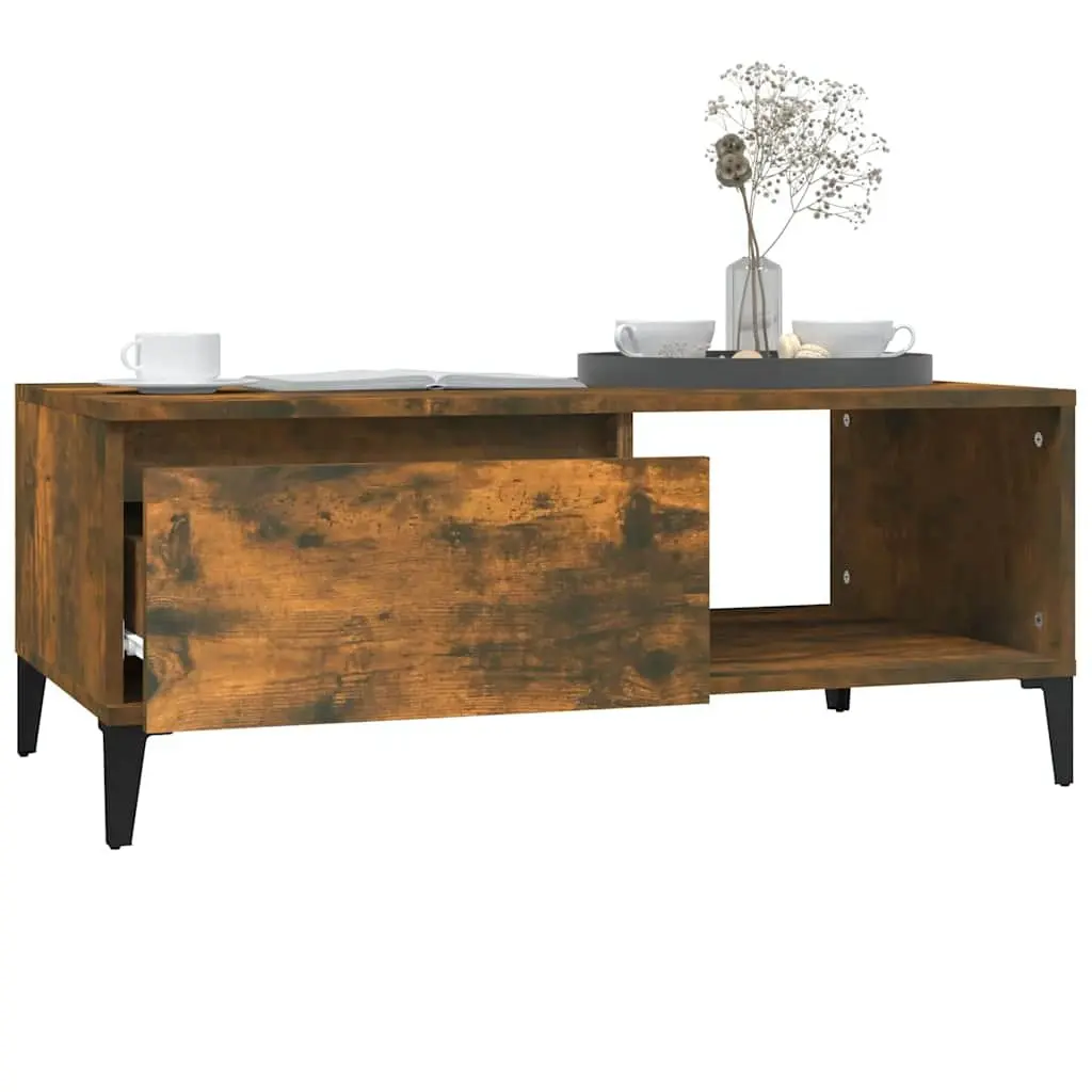 Coffee Table Industrial Style Brown Engineered Wood with Storage Drawer and Open Compartment