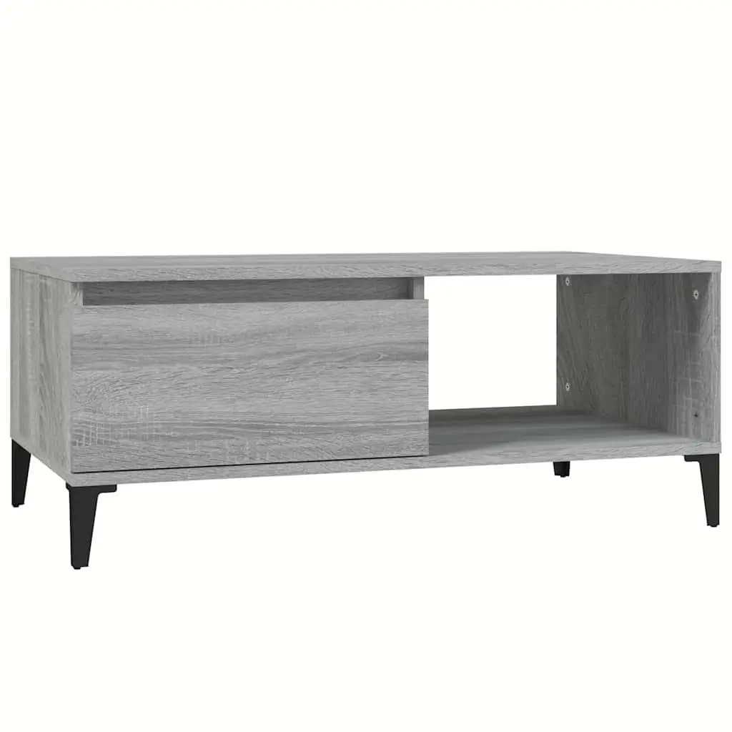Coffee Table Grey Sonoma Engineered Wood Storage Drawer Open Compartment