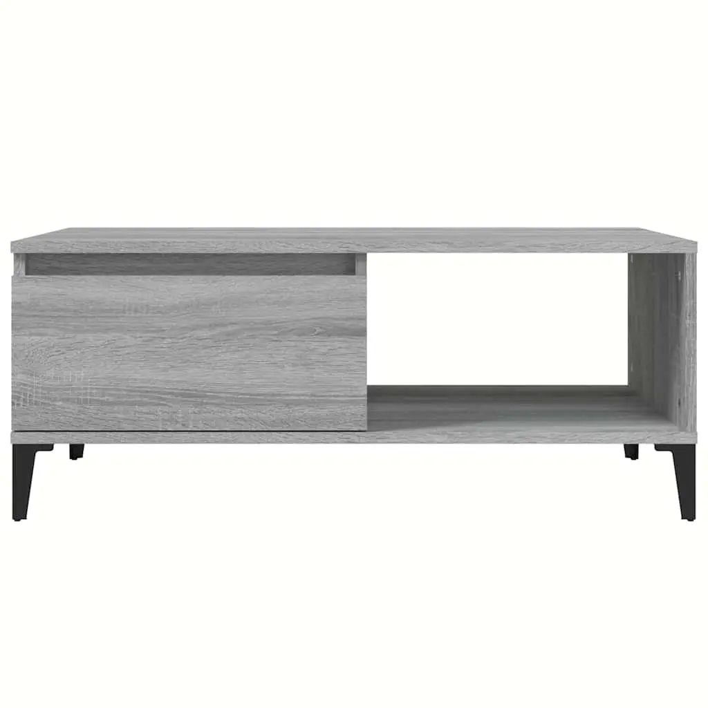 Coffee Table Grey Sonoma Engineered Wood Storage Drawer Open Compartment