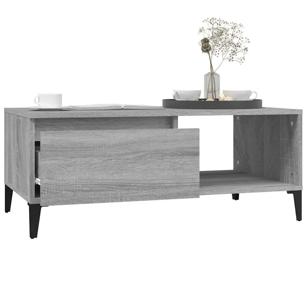 Coffee Table Grey Sonoma Engineered Wood Storage Drawer Open Compartment