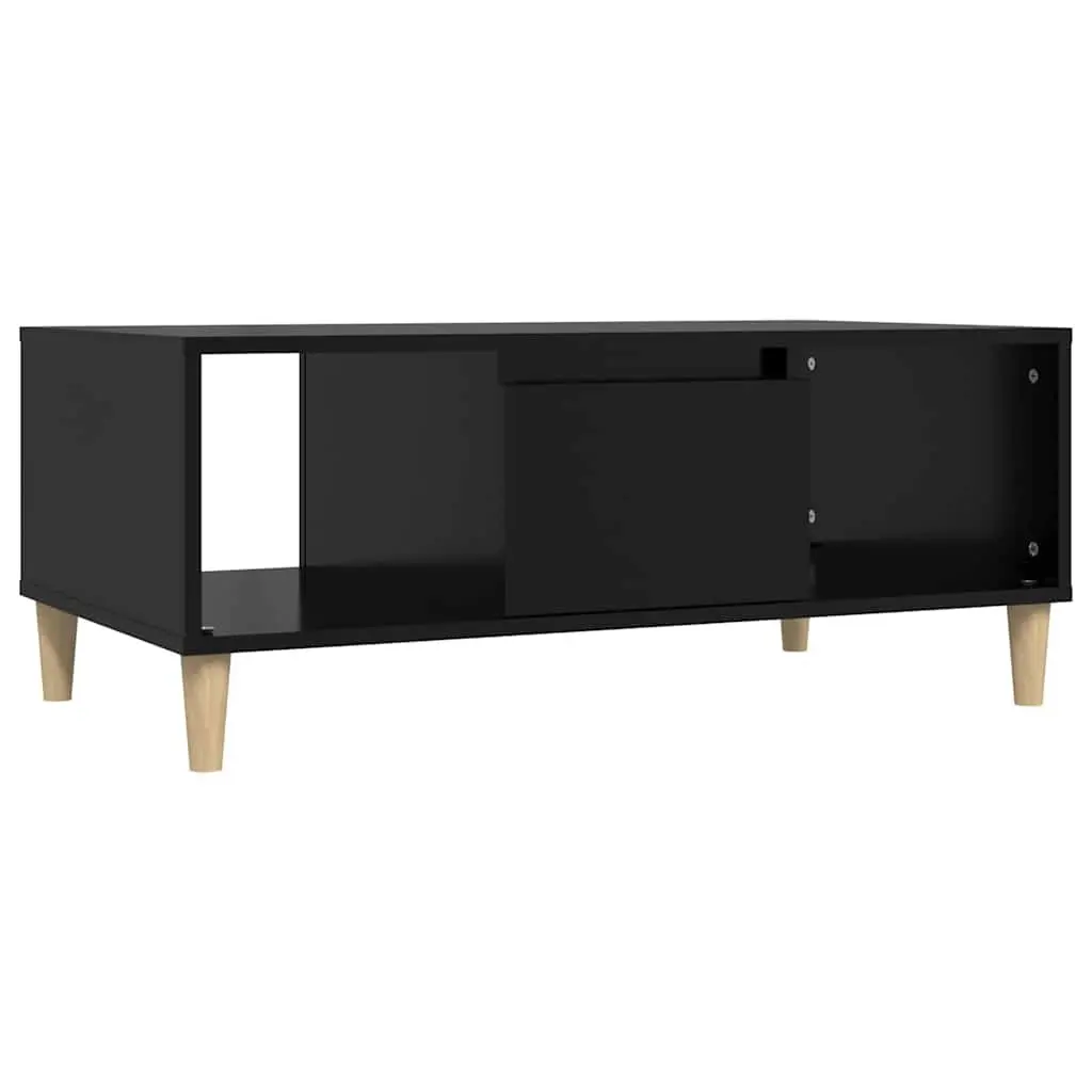 Coffee Table Black 90x50x36.5 cm Engineered Wood with Storage Compartments Drawer