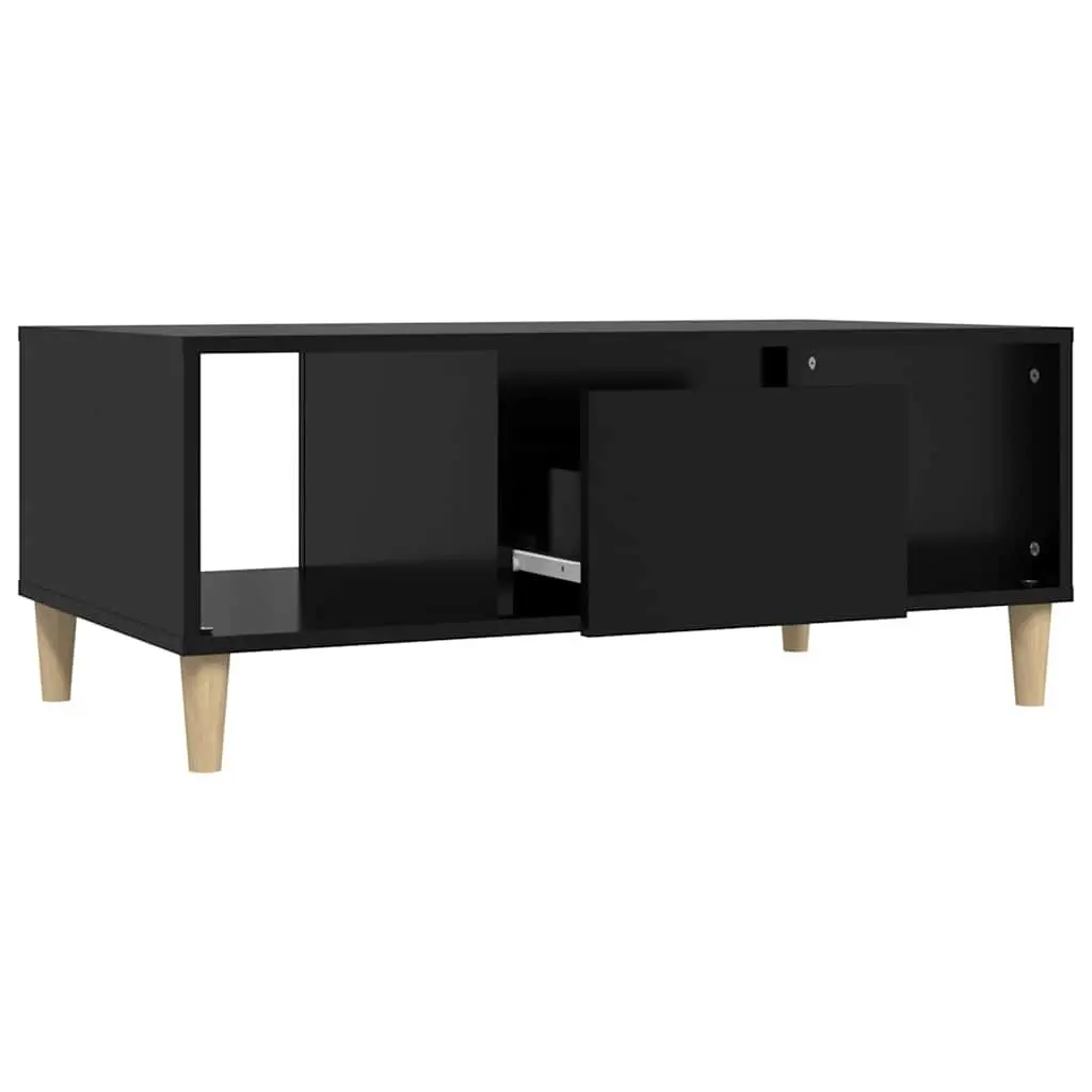 Coffee Table Black 90x50x36.5 cm Engineered Wood with Storage Compartments Drawer