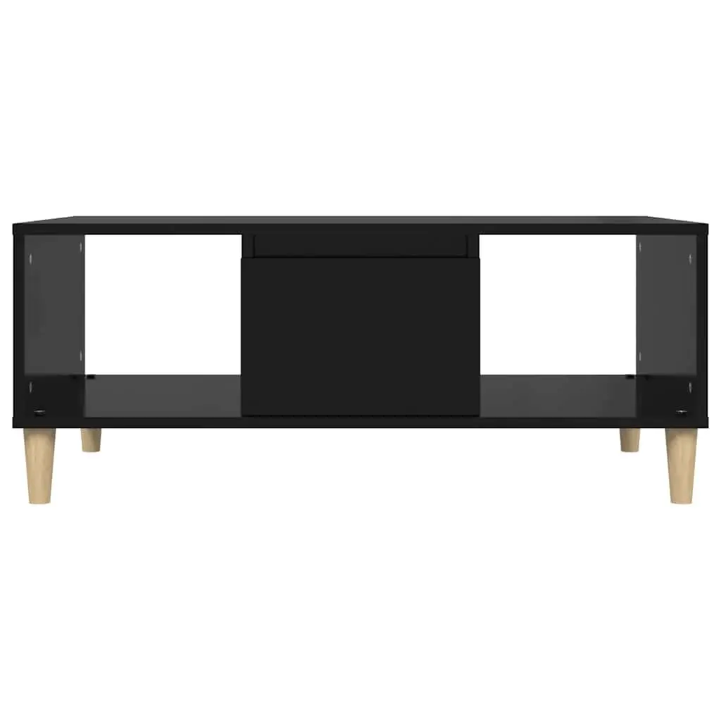 Coffee Table Black 90x50x36.5 cm Engineered Wood with Storage Compartments Drawer