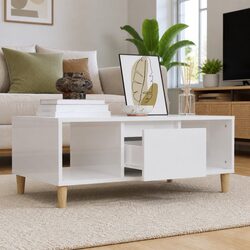 Elegant High Gloss White Coffee Table with Storage