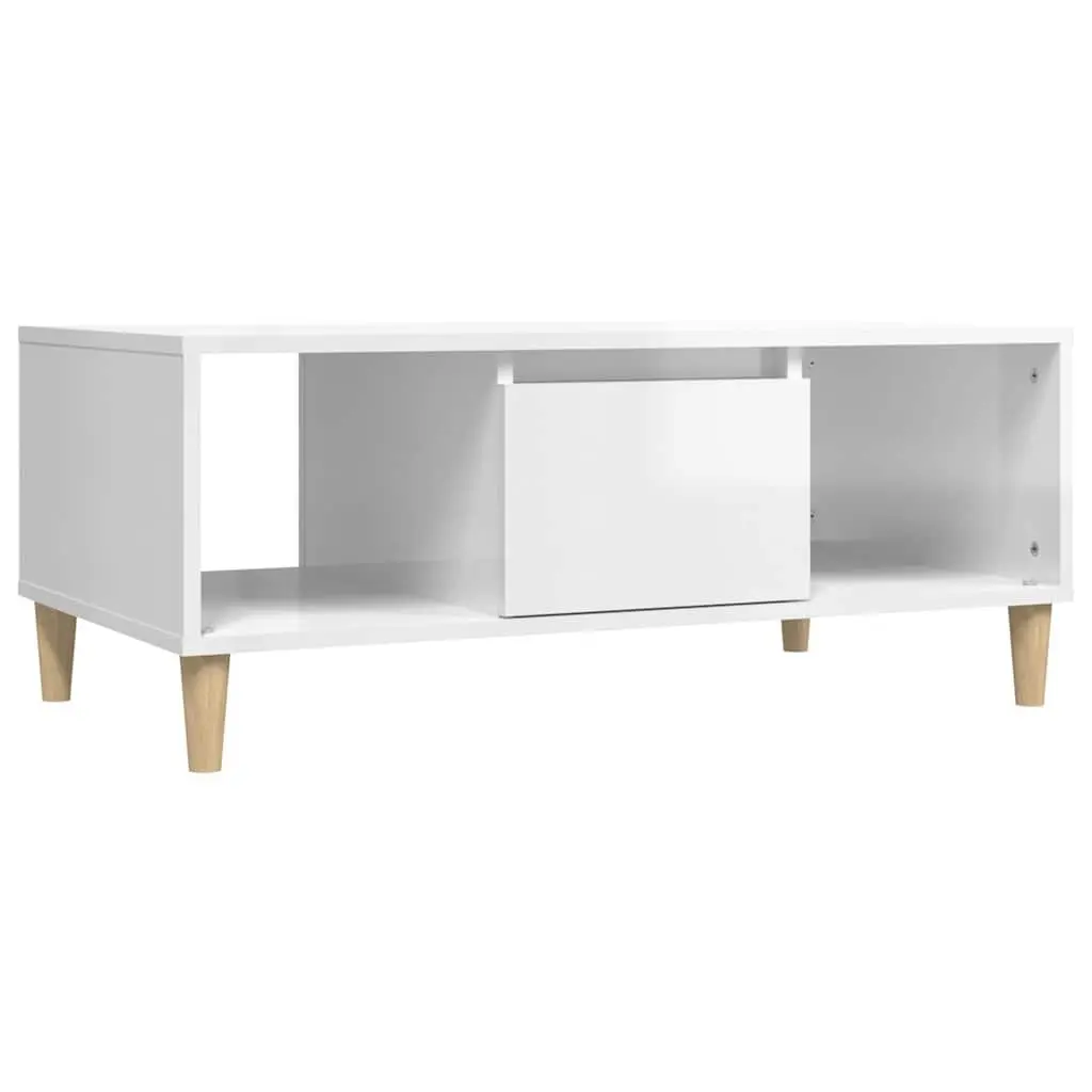 High Gloss White Coffee Table with Storage