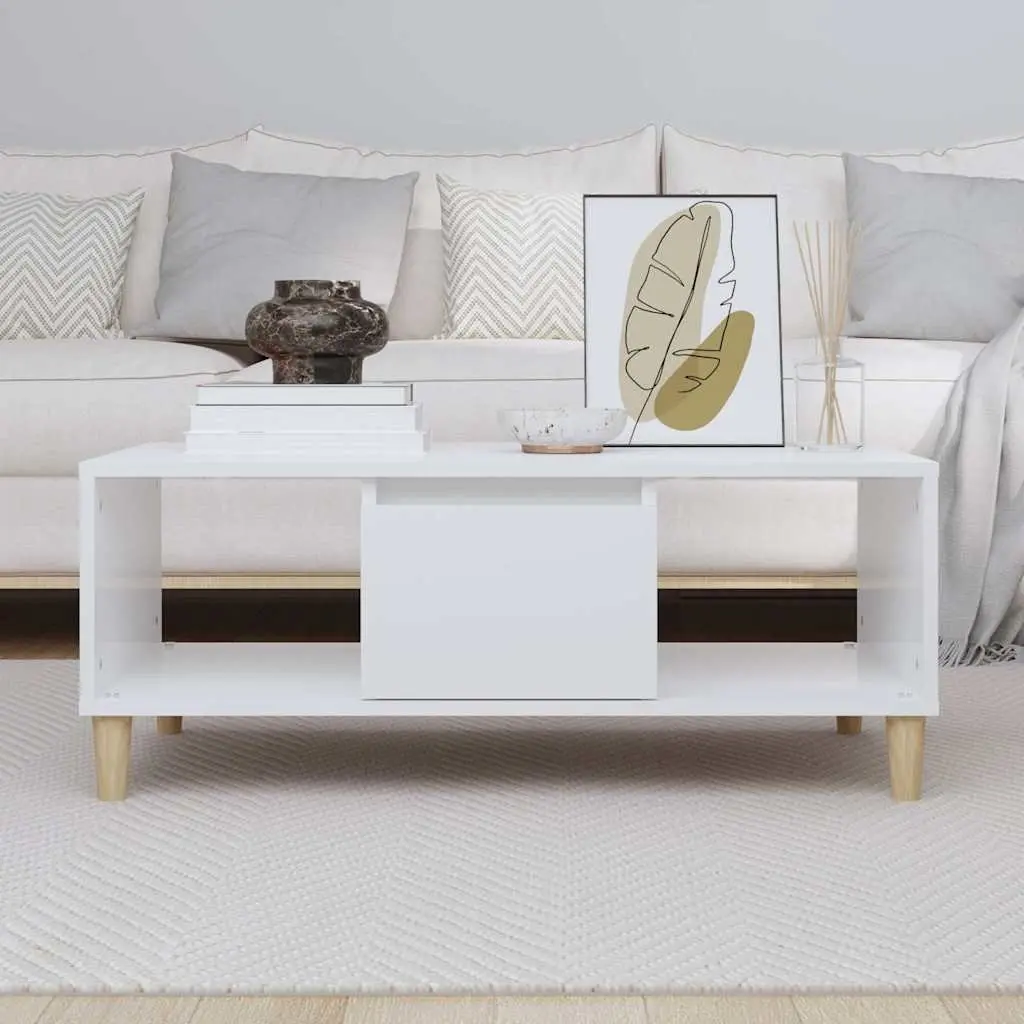High Gloss White Coffee Table with Storage