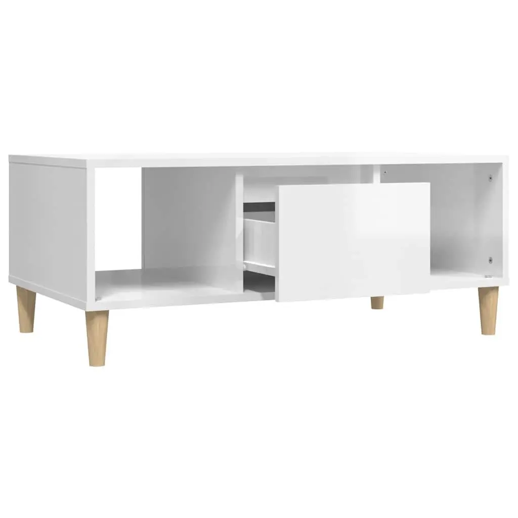 High Gloss White Coffee Table with Storage