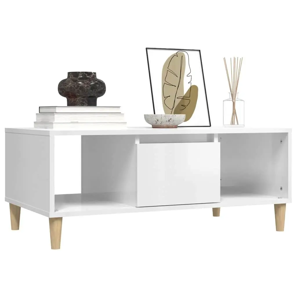 High Gloss White Coffee Table with Storage