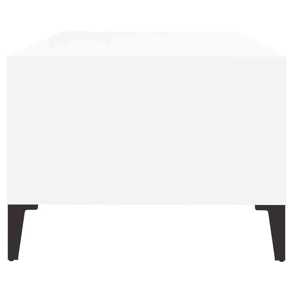 Coffee Table High Gloss White 90 x 50 x 36.5 cm Engineered Wood with Metal Feet