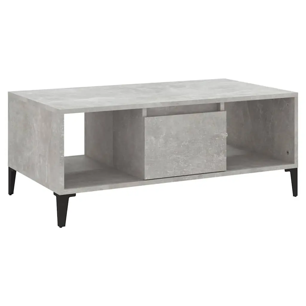 Grey Coffee Table with Drawer and Open Storage 90x50x36.5 cm