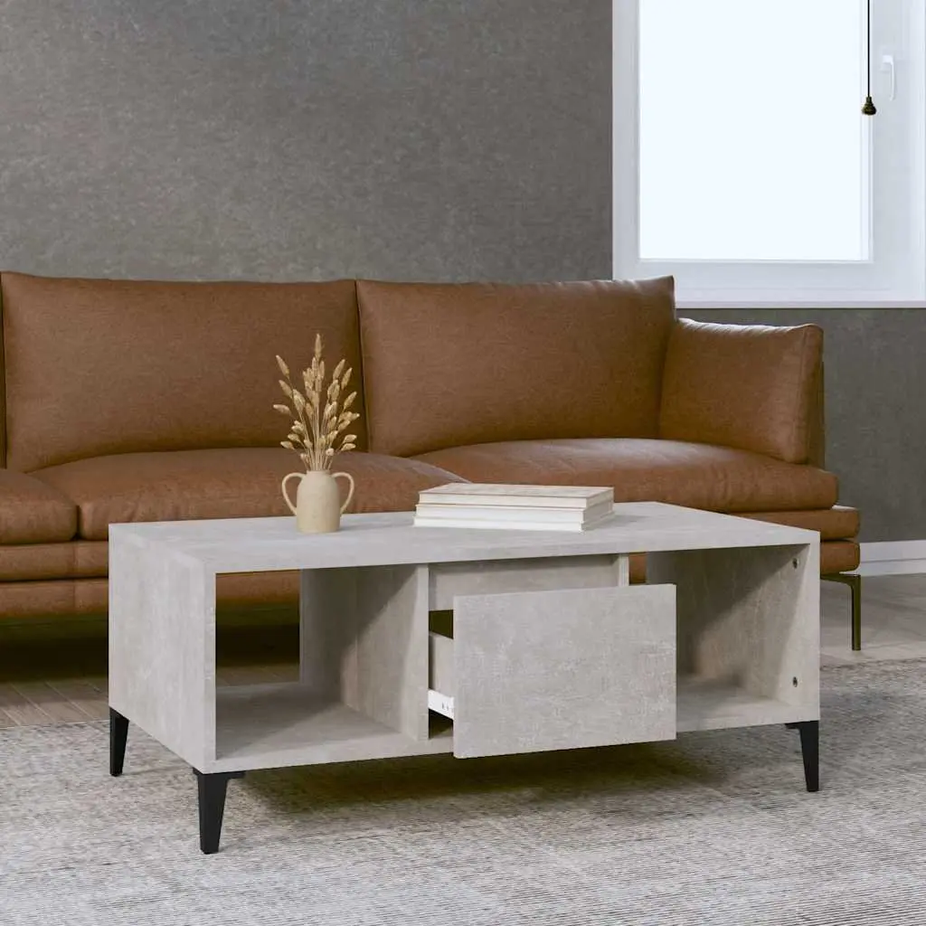 Grey Coffee Table with Drawer and Open Storage 90x50x36.5 cm