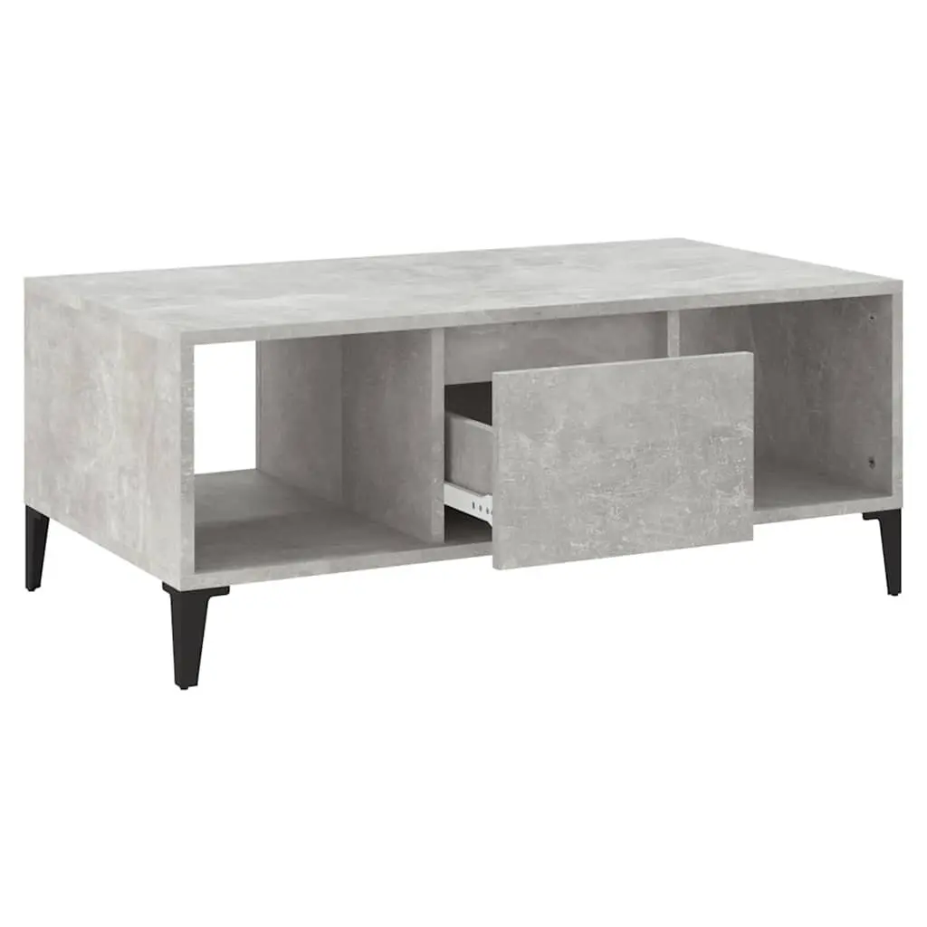 Grey Coffee Table with Drawer and Open Storage 90x50x36.5 cm