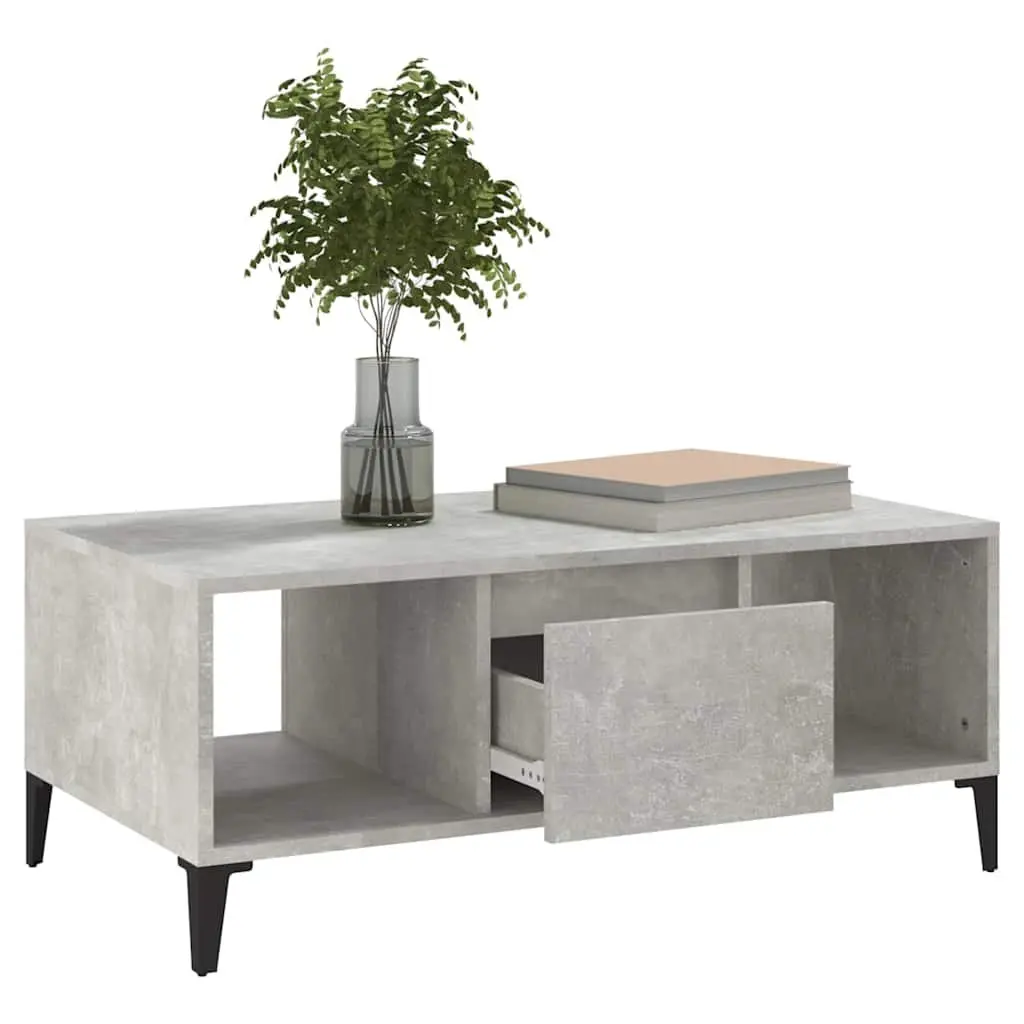 Grey Coffee Table with Drawer and Open Storage 90x50x36.5 cm