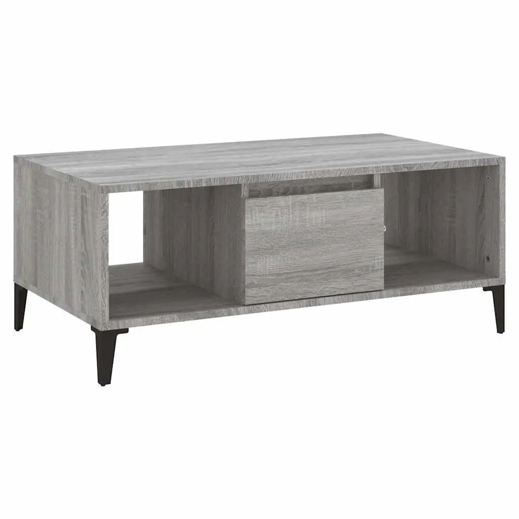 Coffee Table Grey Industrial Storage Engineered Wood with Drawer Compartments