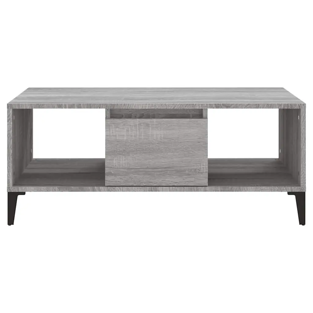 Coffee Table Grey Industrial Storage Engineered Wood with Drawer Compartments