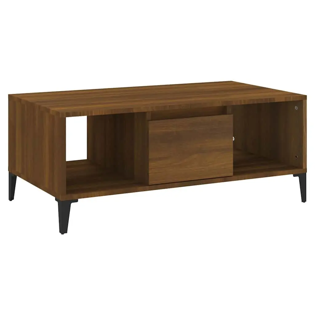 Coffee Table Industrial Style Brown Oak 90x50x36.5 cm Engineered Wood with Metal Feet