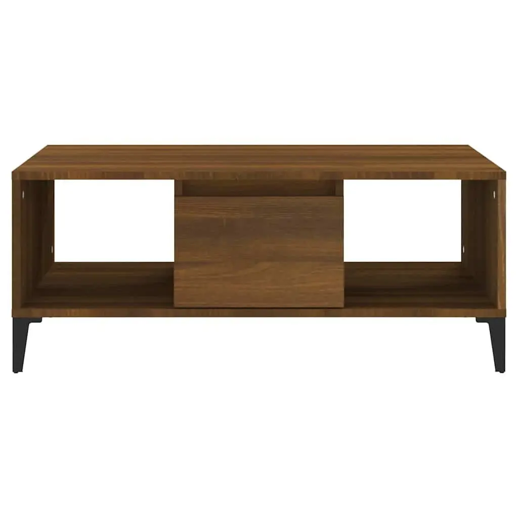 Coffee Table Industrial Style Brown Oak 90x50x36.5 cm Engineered Wood with Metal Feet
