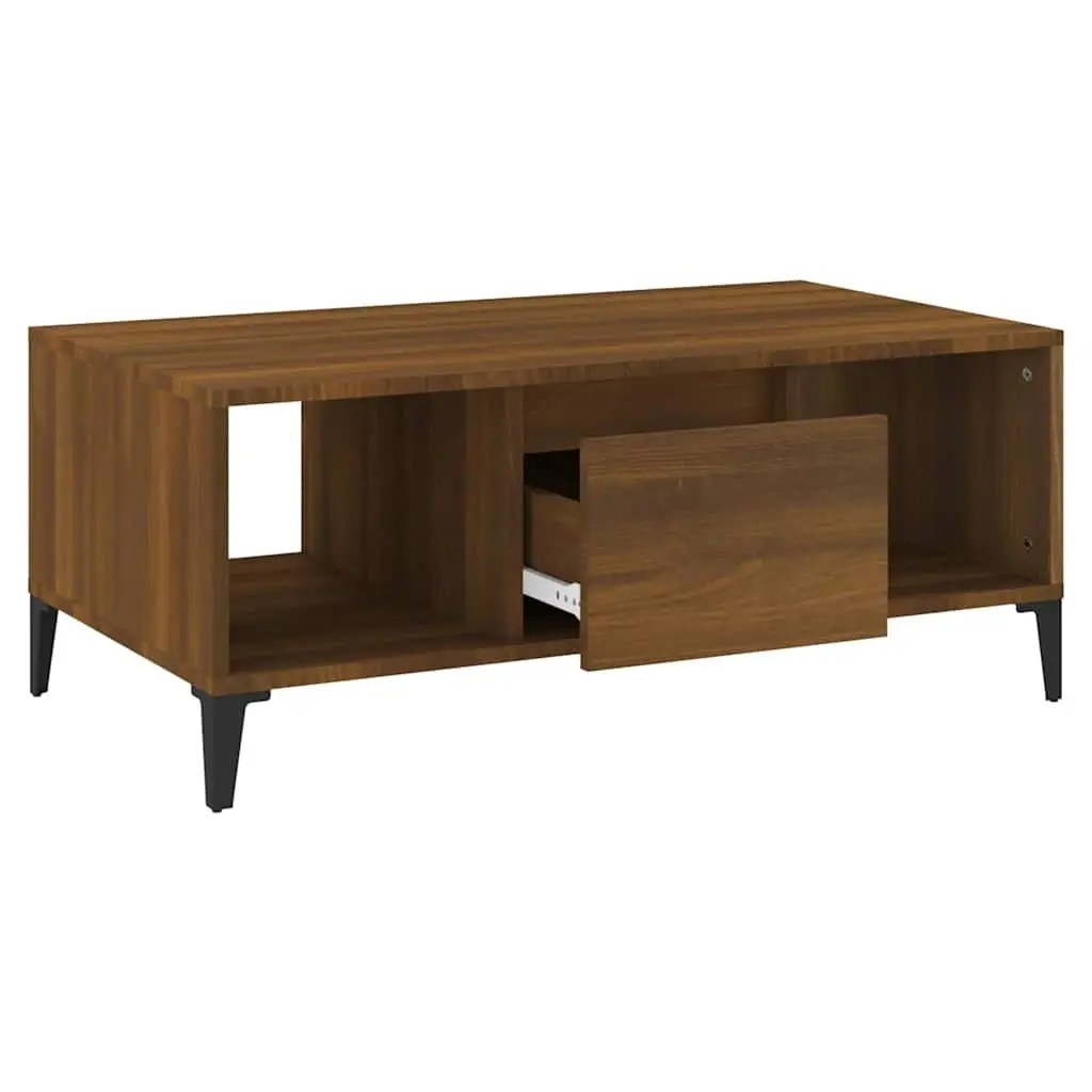 Coffee Table Industrial Style Brown Oak 90x50x36.5 cm Engineered Wood with Metal Feet