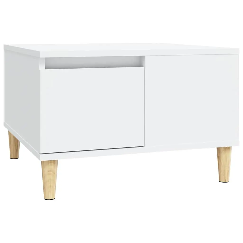 Coffee Table White Modern 55 x 55 x 36.5 cm Engineered Wood with Drawer Storage
