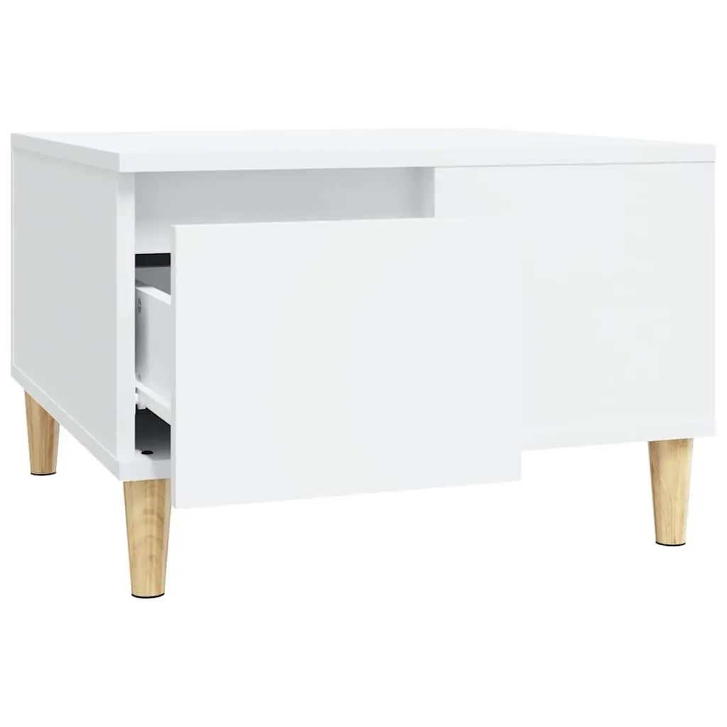 Coffee Table White Modern 55 x 55 x 36.5 cm Engineered Wood with Drawer Storage