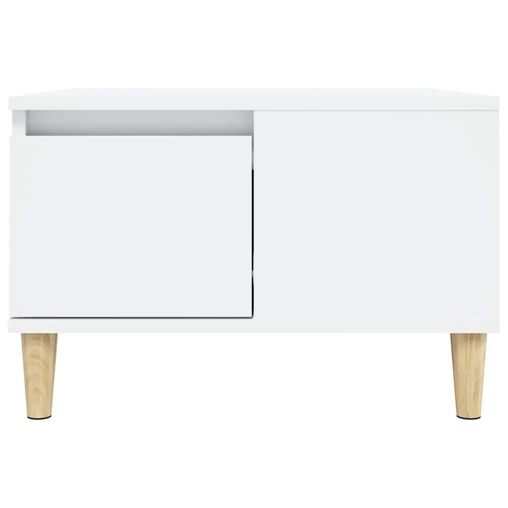 Coffee Table White Modern 55 x 55 x 36.5 cm Engineered Wood with Drawer Storage