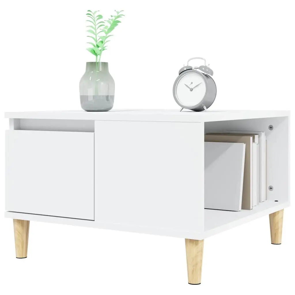 Coffee Table White Modern 55 x 55 x 36.5 cm Engineered Wood with Drawer Storage