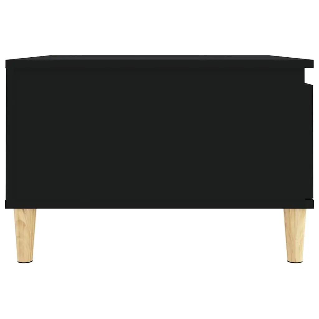 Coffee Table Black 55x55x36.5cm Engineered Wood with Eucalyptus Wood Feet