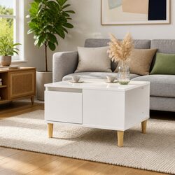 Modern High Gloss White Coffee Table with Storage