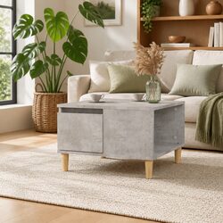 Grey Coffee Table with Storage Drawer 55x55x36.5cm