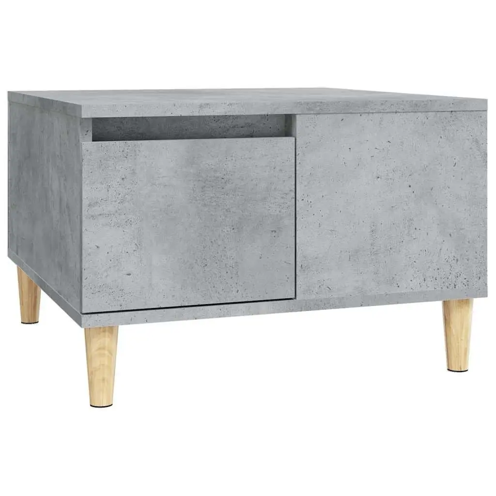Coffee Table Grey 55x55x36.5cm Engineered Wood with Eucalyptus Wood Feet Storage Drawer Open Compartment