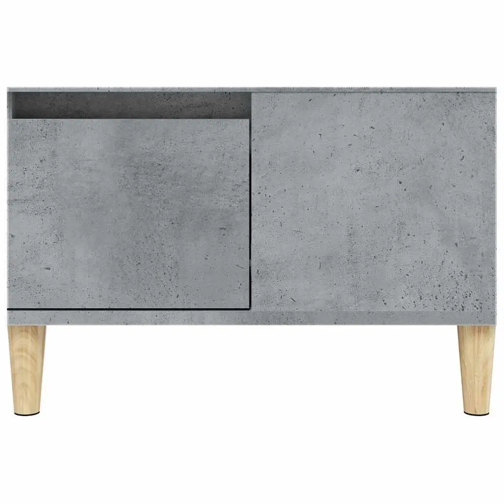 Coffee Table Grey 55x55x36.5cm Engineered Wood with Eucalyptus Wood Feet Storage Drawer Open Compartment