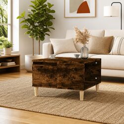 Smoked Oak Coffee Table with Drawer and Open Compartment