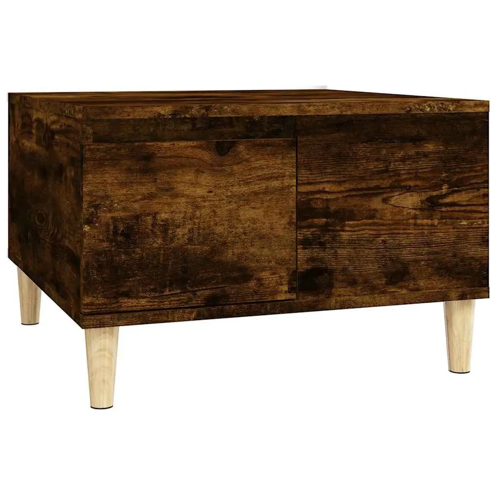 Coffee Table Smoked Oak 55x55x36.5cm Engineered Wood with Eucalyptus Wood Feet