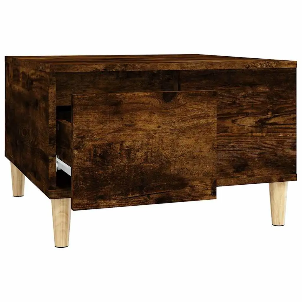 Coffee Table Smoked Oak 55x55x36.5cm Engineered Wood with Eucalyptus Wood Feet