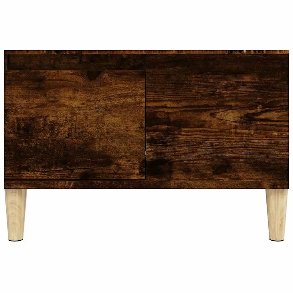 Coffee Table Smoked Oak 55x55x36.5cm Engineered Wood with Eucalyptus Wood Feet