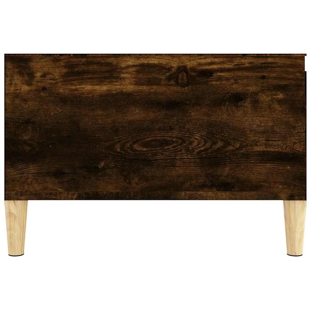 Coffee Table Smoked Oak 55x55x36.5cm Engineered Wood with Eucalyptus Wood Feet