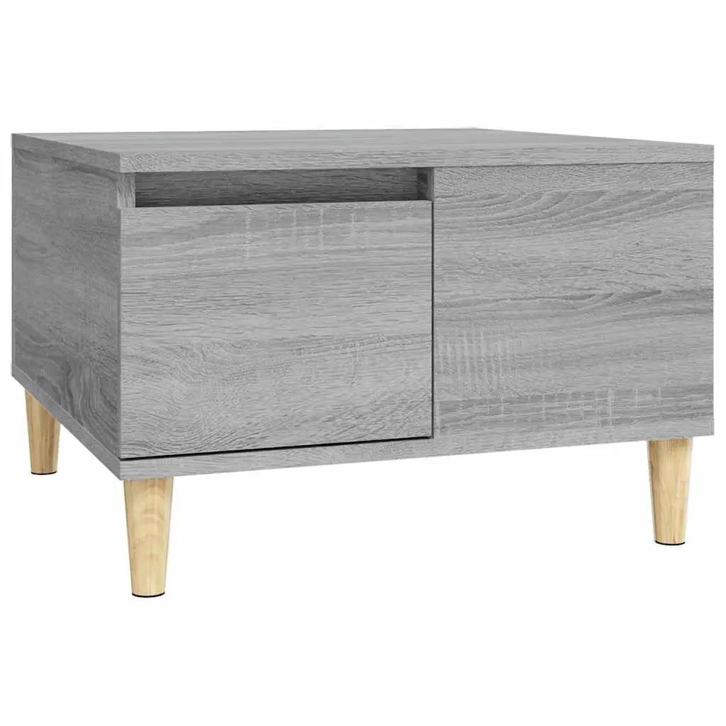 Coffee Table Grey 55x55x36.5 cm Engineered Wood with Storage Drawer Open Compartment