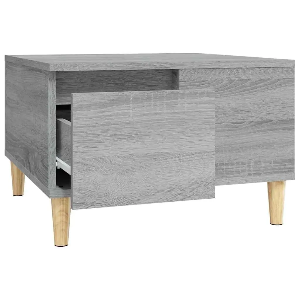 Coffee Table Grey 55x55x36.5 cm Engineered Wood with Storage Drawer Open Compartment