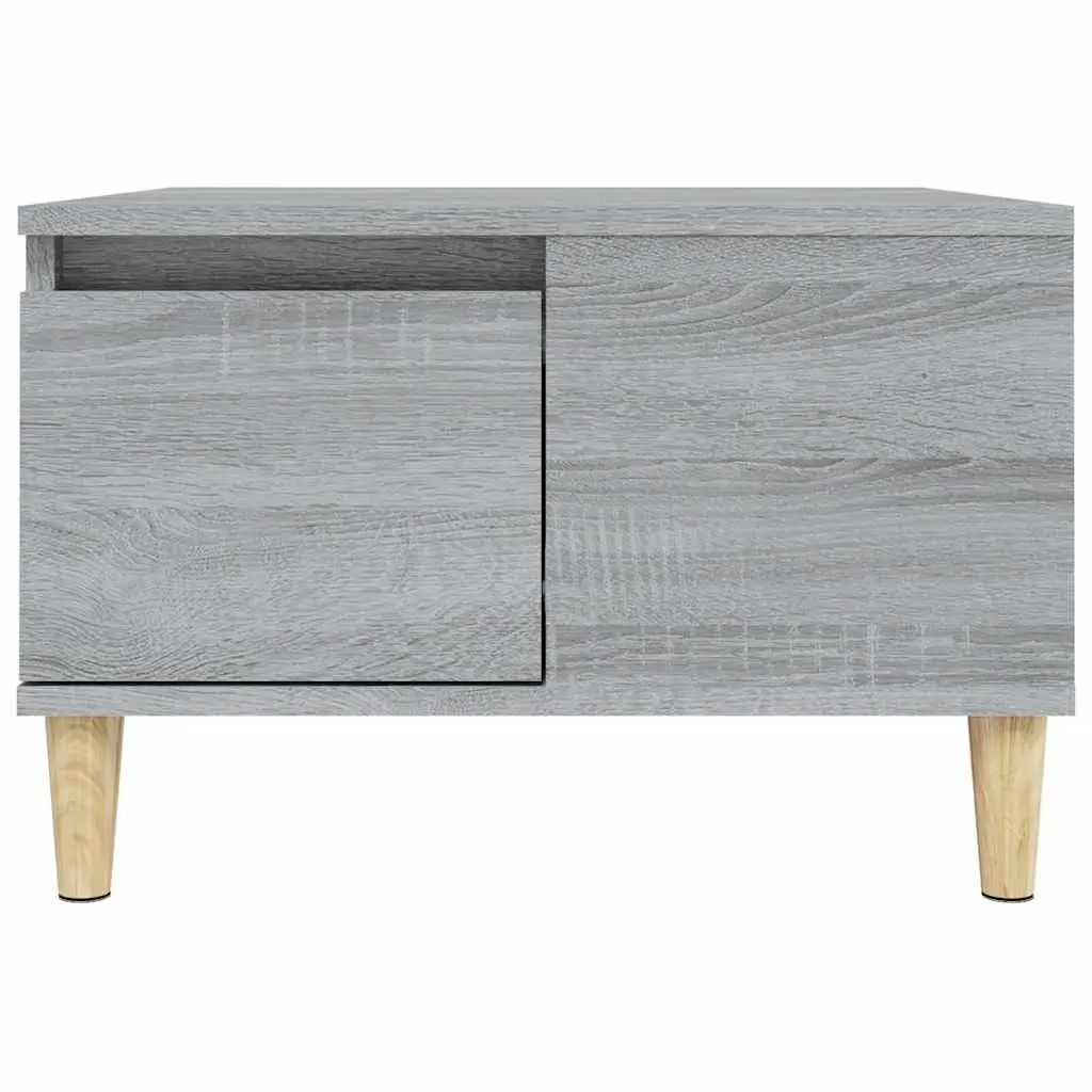Coffee Table Grey 55x55x36.5 cm Engineered Wood with Storage Drawer Open Compartment