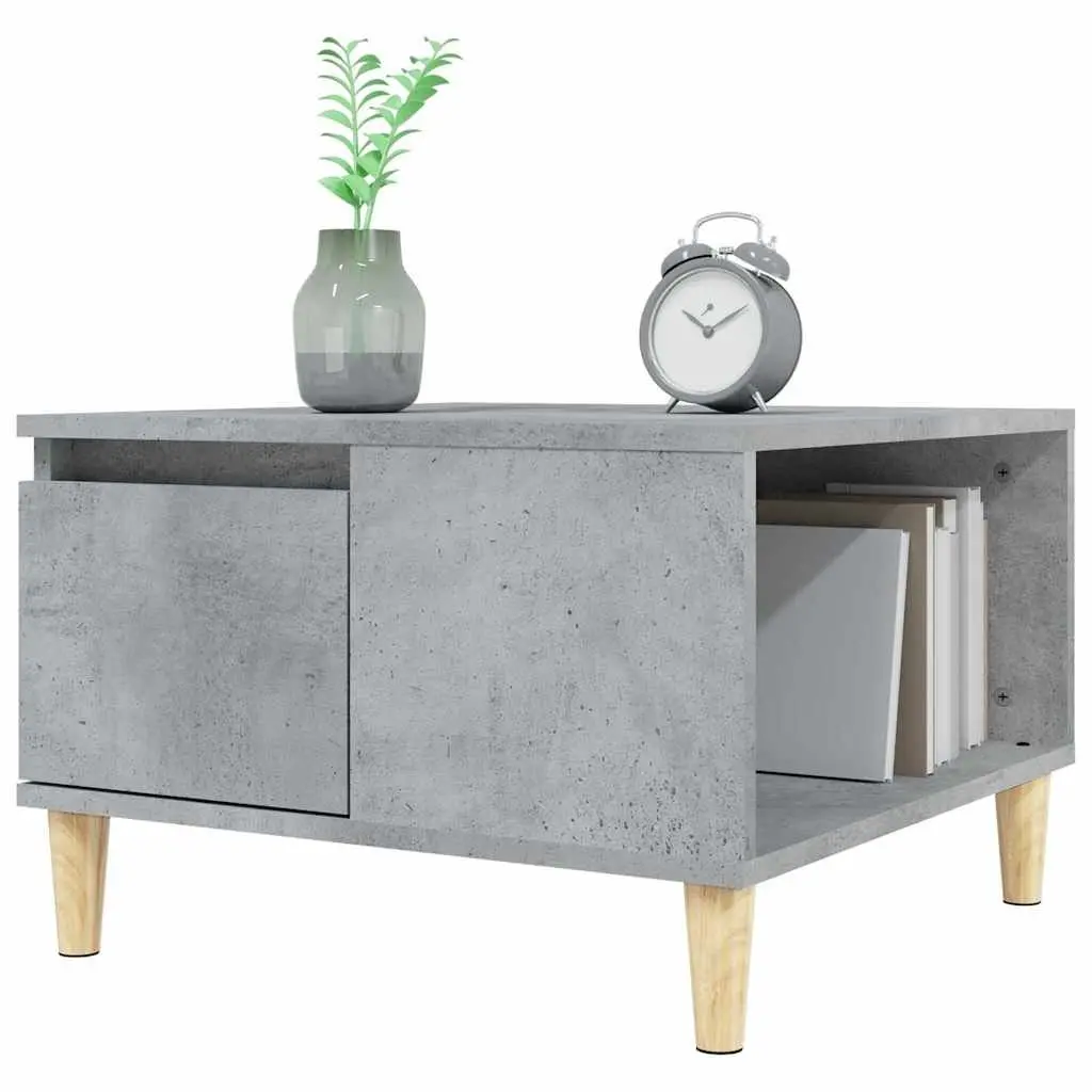 Coffee Table Grey 55x55x36.5 cm Engineered Wood with Storage Drawer Open Compartment